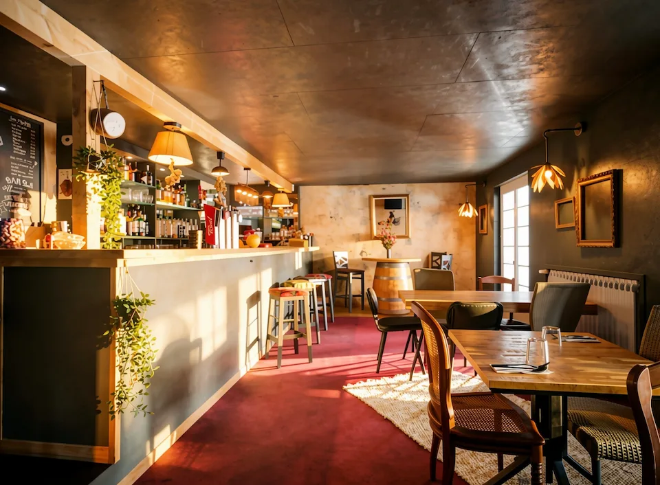 Le bar de l'hôtel restaurant Le Plan B à Ruoms en Sud Ardèche